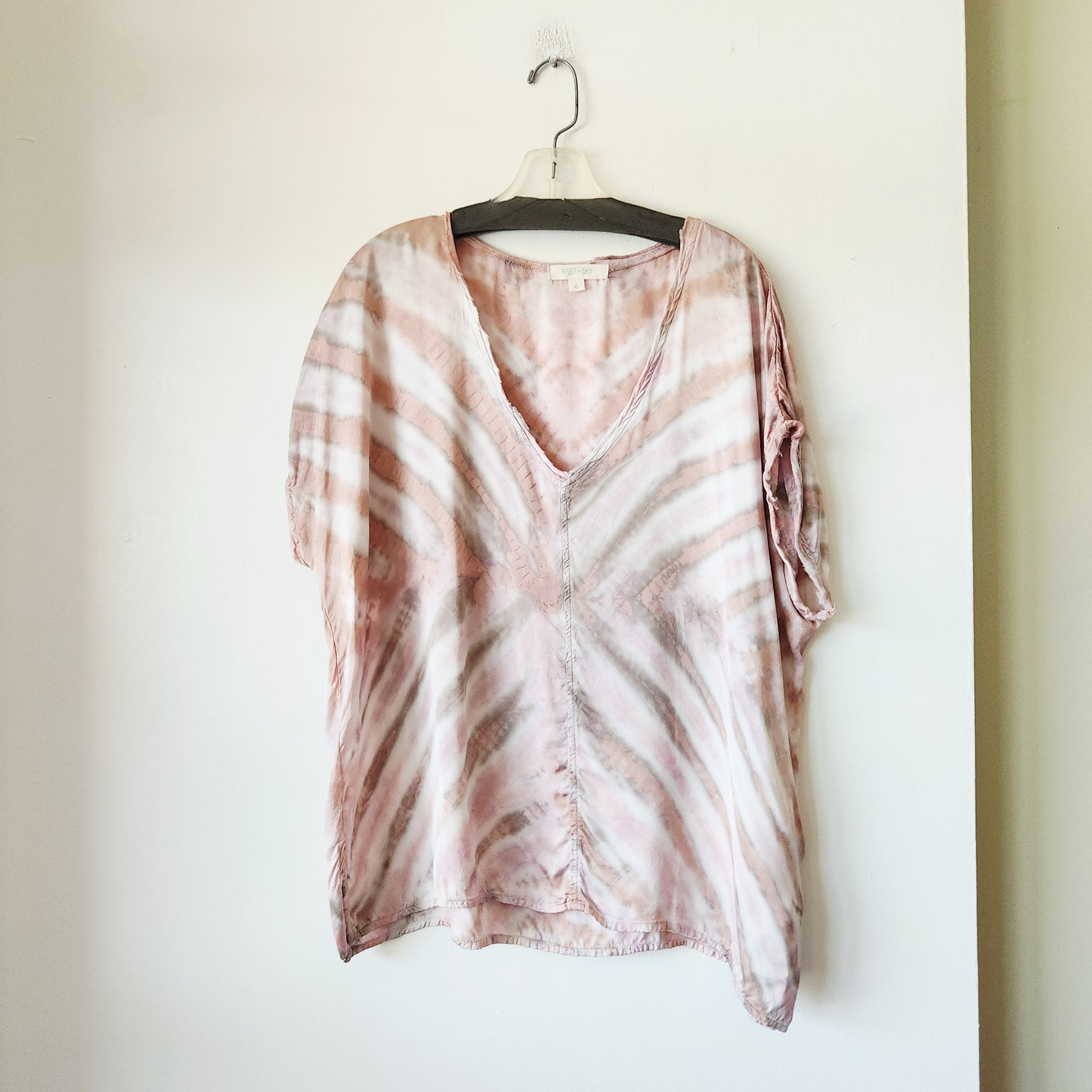 River + Sky Tie Dye Loose Fit V-Neck Top - XL