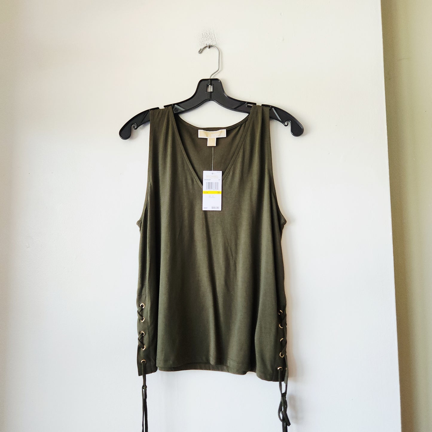 Michael Kors Olive Tank with Lacing Details - M - New