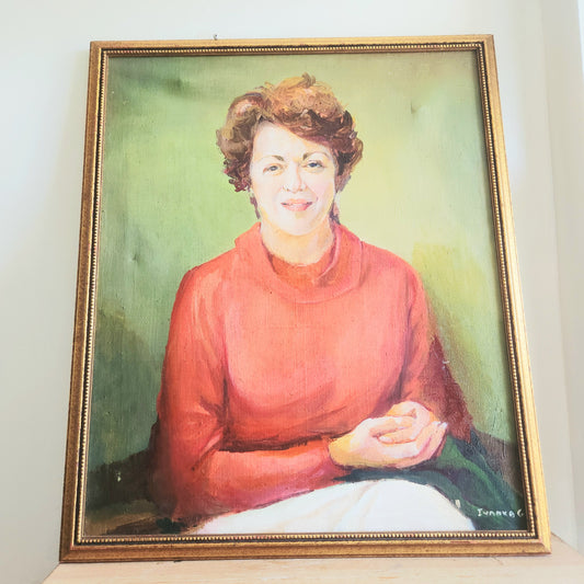 Wood Framed Oil Painting 21" x 25" Signed Ivanka G.