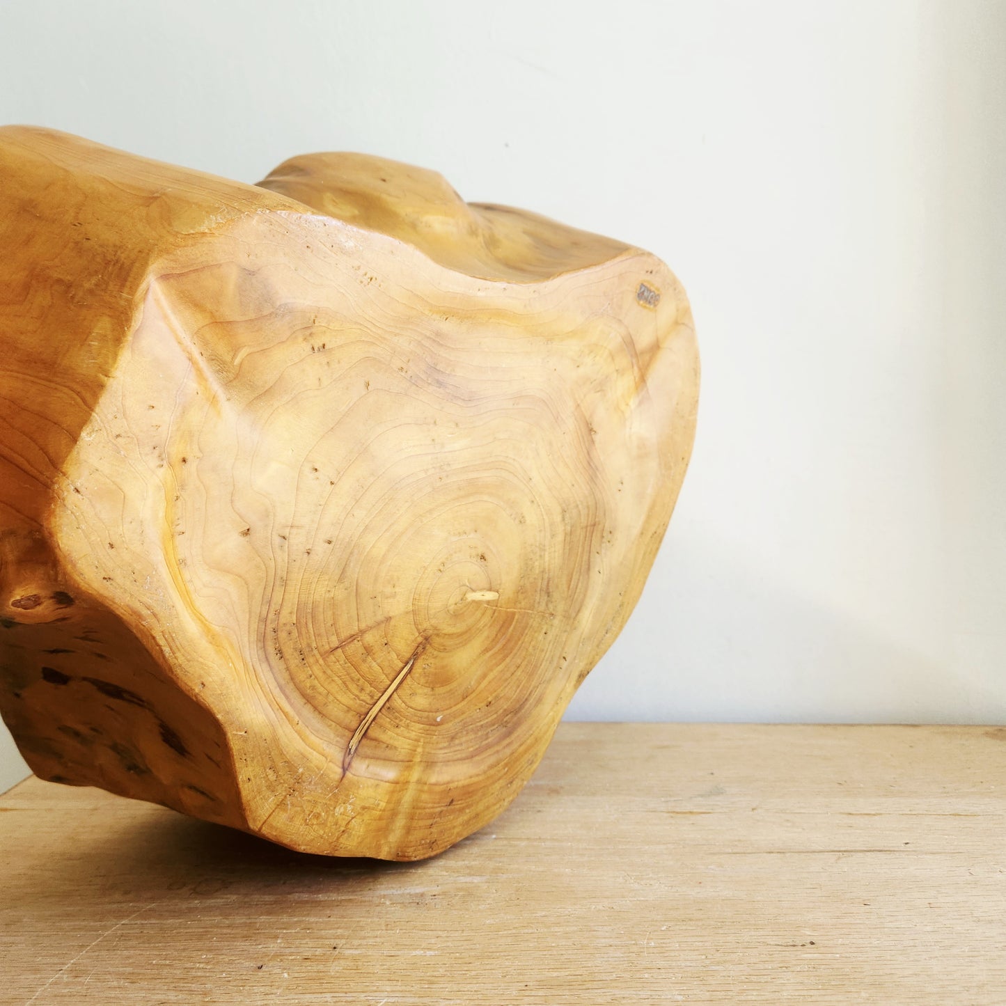 Vintage CON2 Carved Wooden Bowl Burl Wood 7"H 12"W