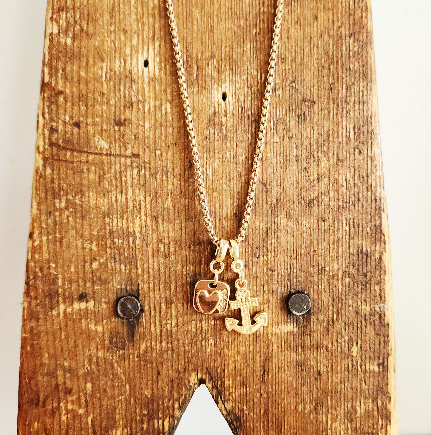 Goldtone Chain with Love & Anchor Charms