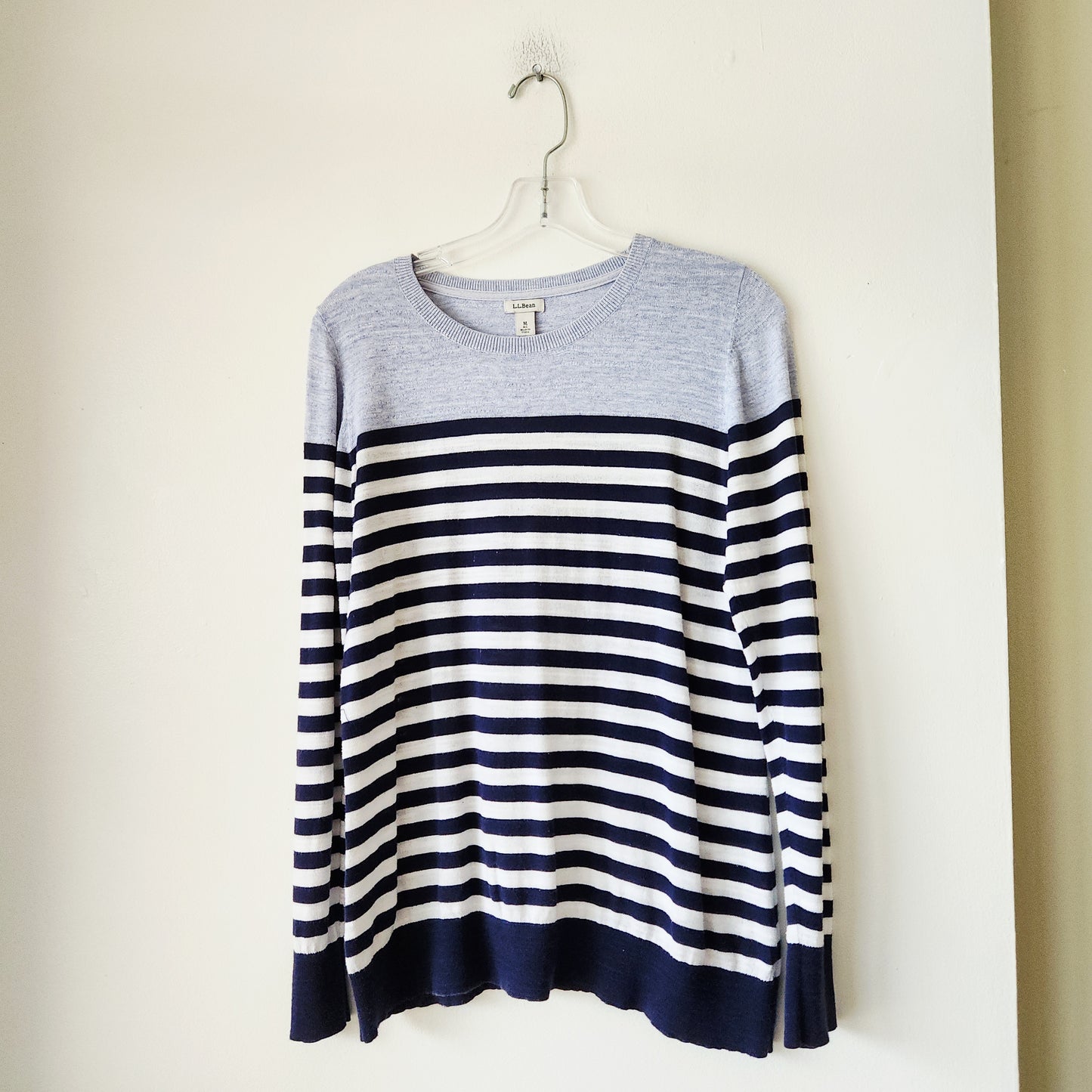 LL Bean 100% Cotton Striped Lightweight Sweater - M