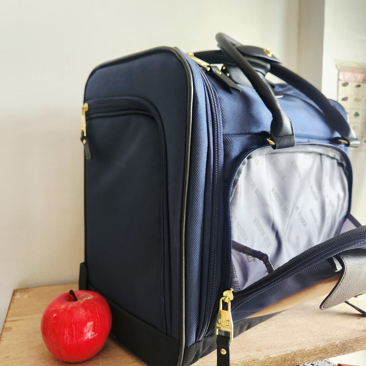 Steve Madden Navy Blue Lightweight Under Seat Carry on 15" Rolling Bag