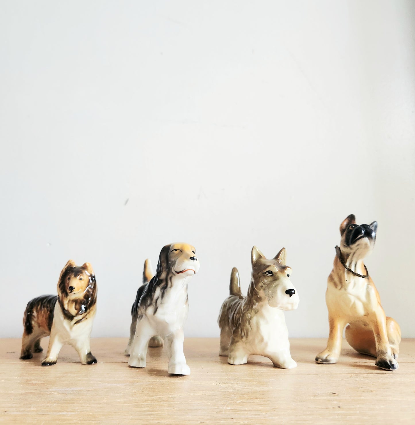 Vintage Japan Ceramic Dog Figurines Set of 4 3"+