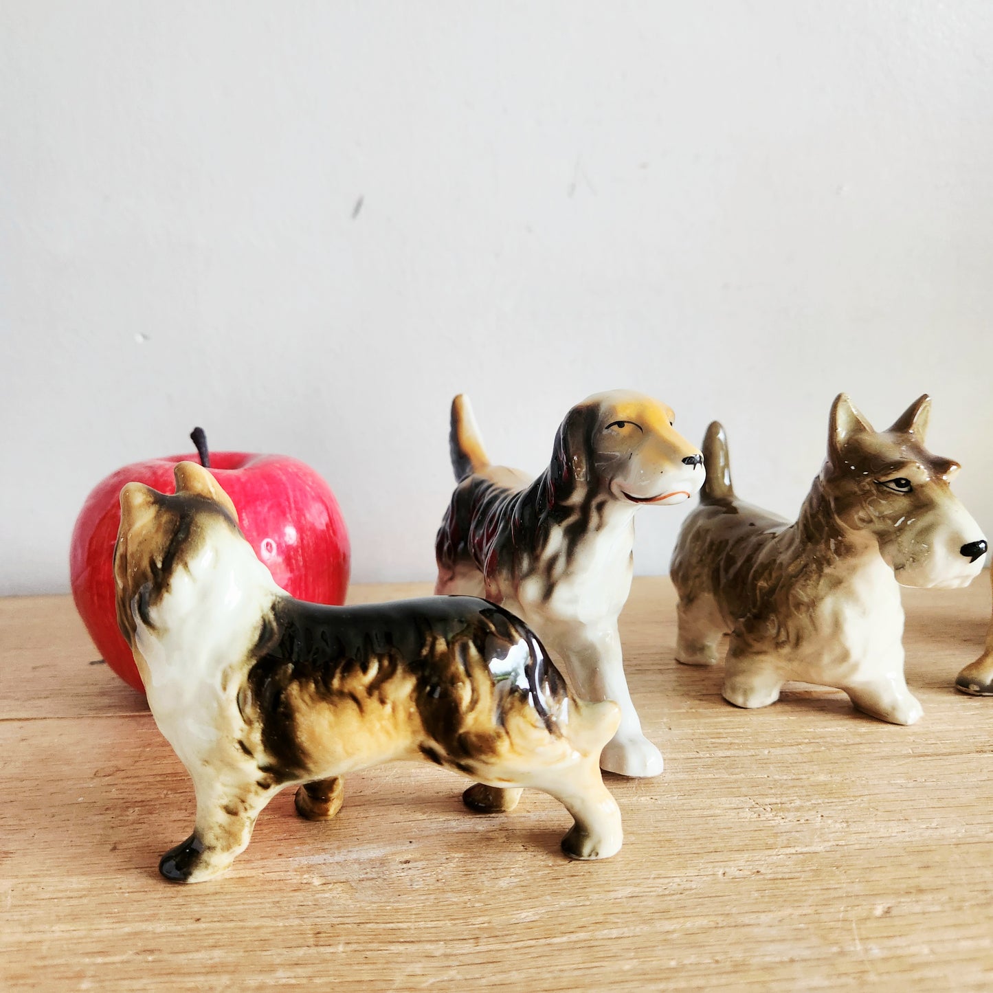 Vintage Japan Ceramic Dog Figurines Set of 4 3"+