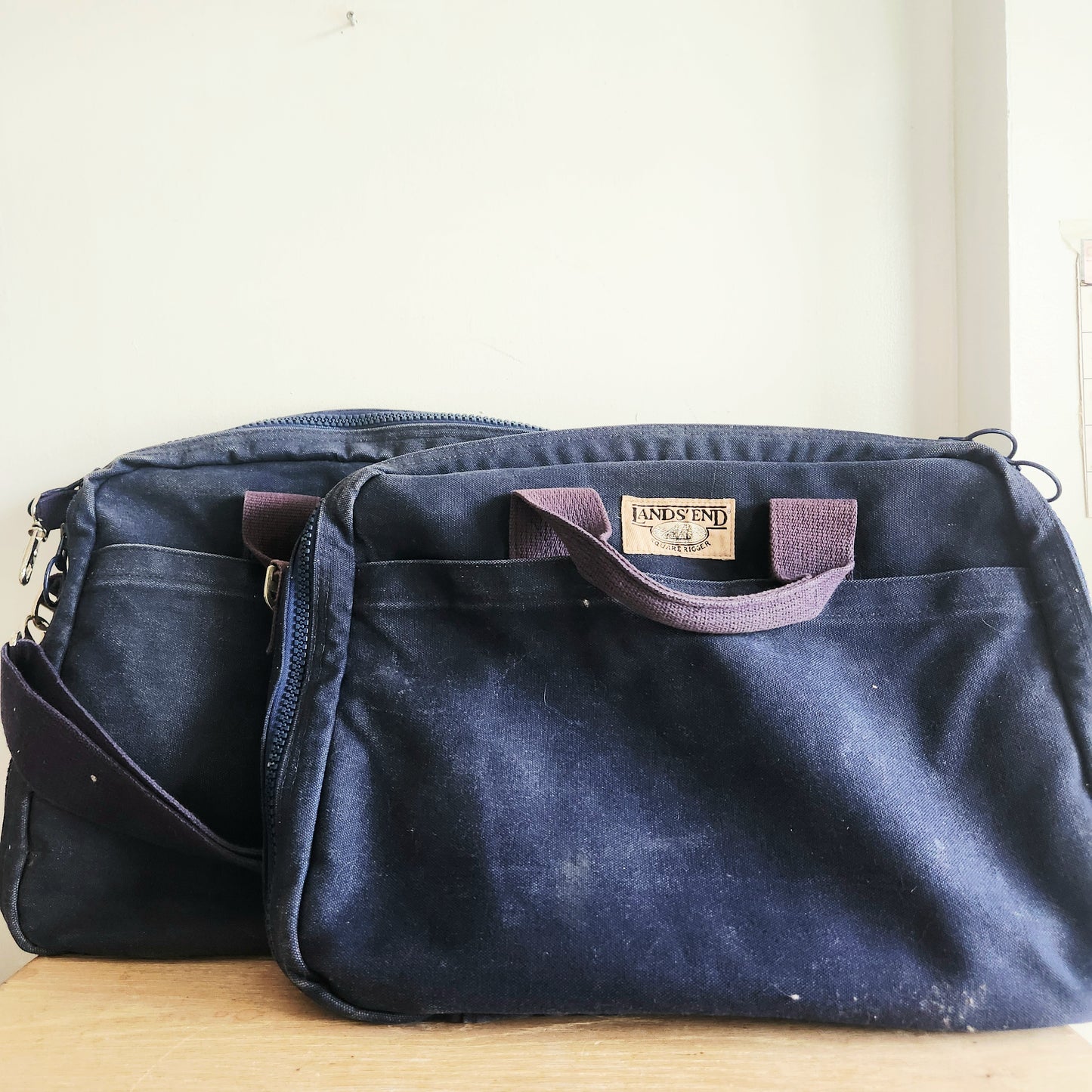 Vintage Land's End Blue Canvas Bags