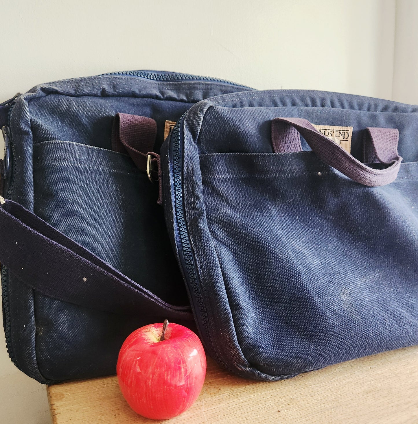 Vintage Land's End Blue Canvas Bags