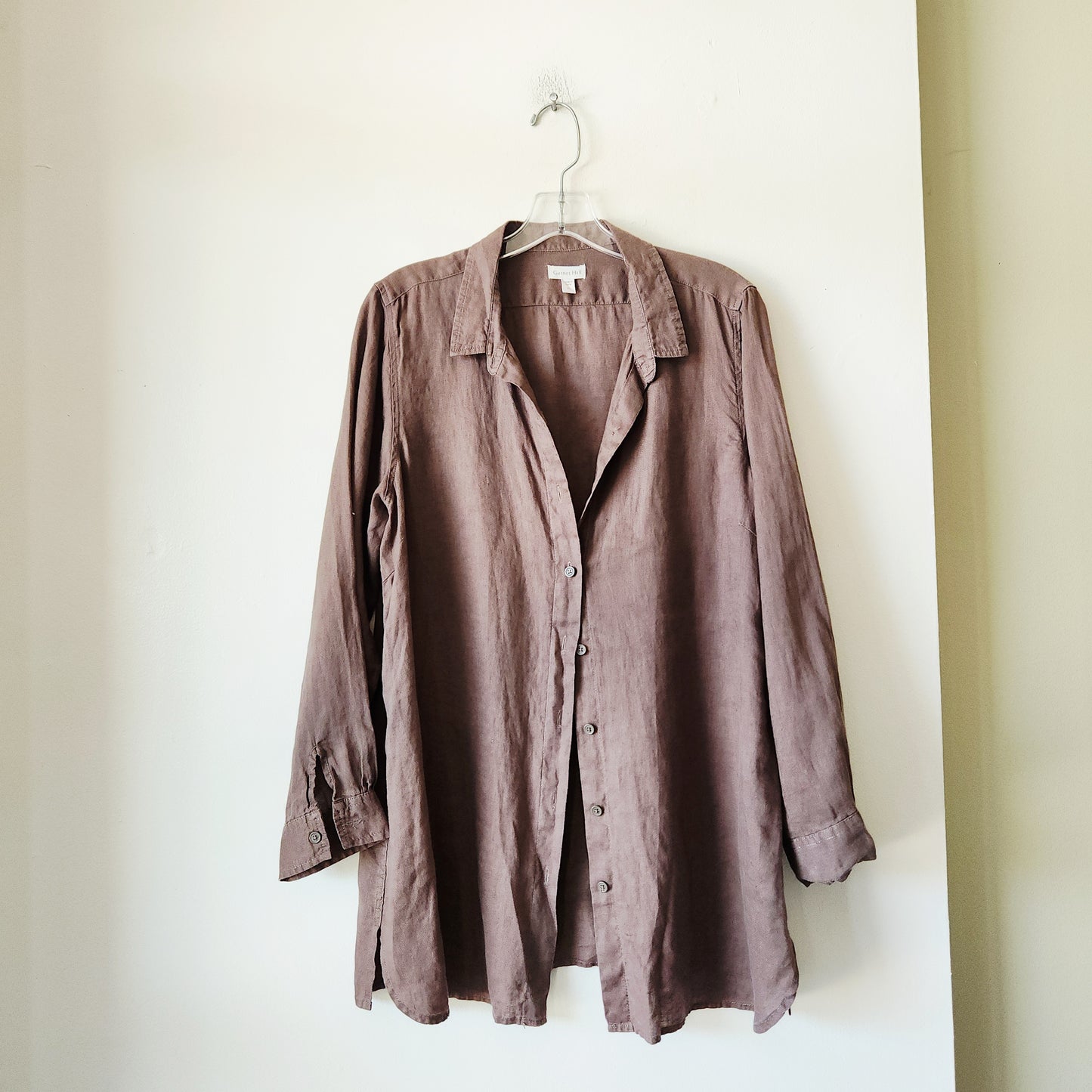 Garnet Hill 100% Linen Button Up Shirt - Petite L