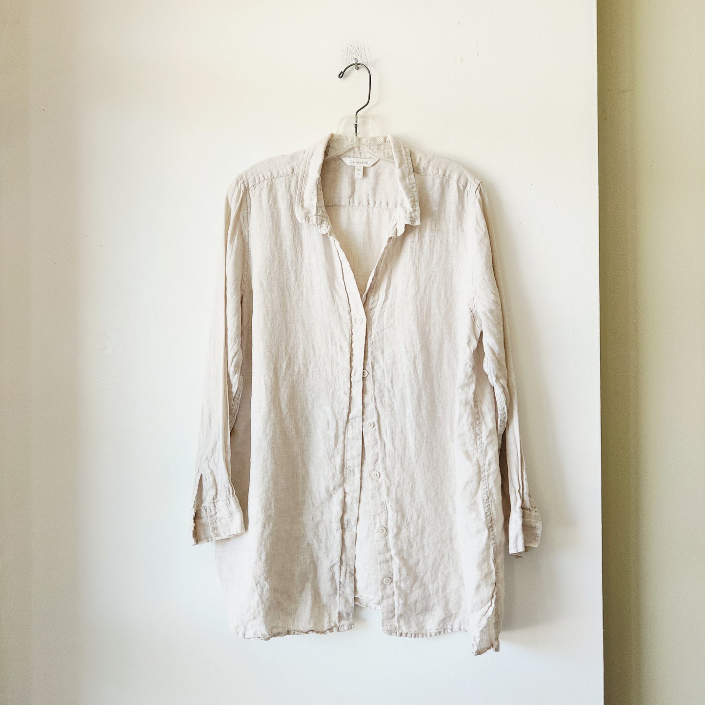 Garnet Hill 100% Linen Button Up Shirt - Petite L