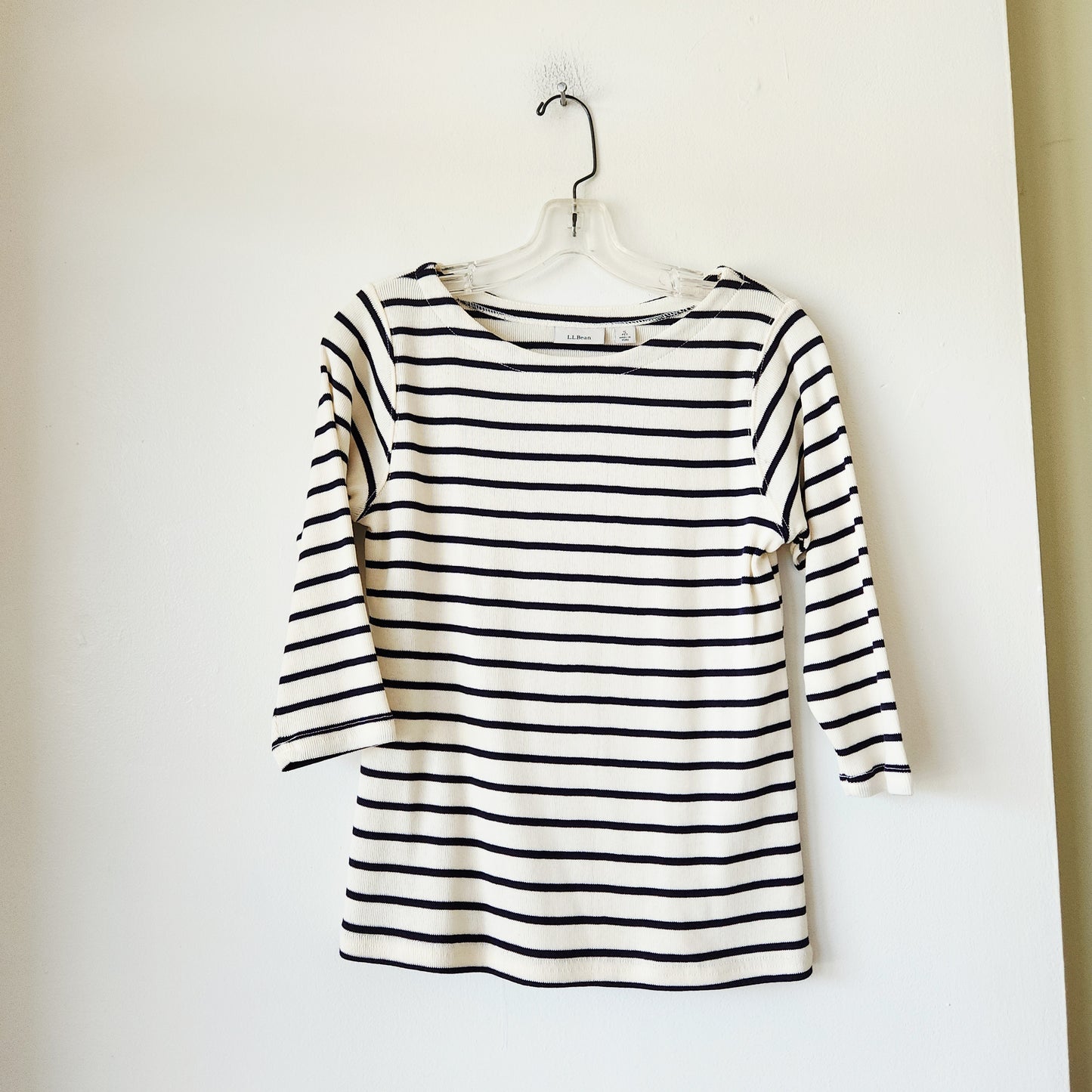 LL Bean 100% Cotton Nautical Stripe Top - S Petite
