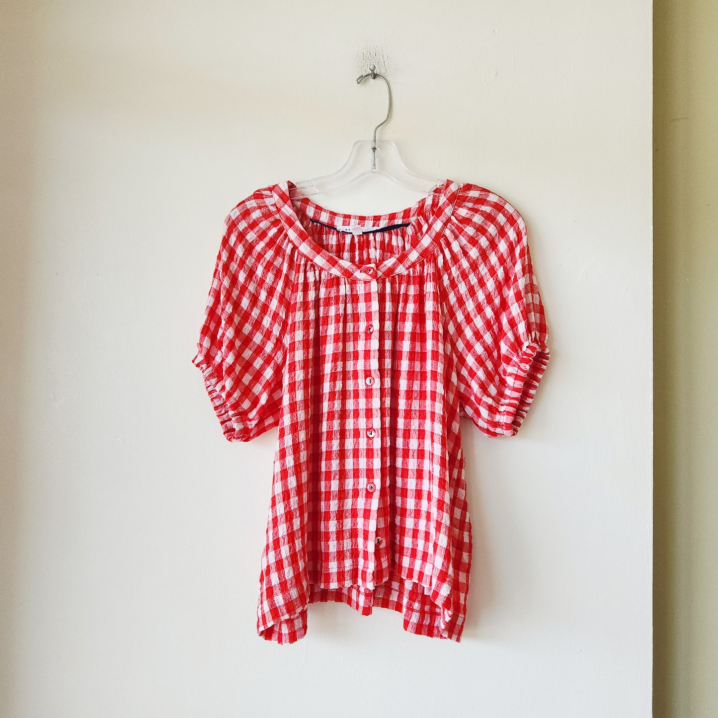 Jane + Delancey Gingham Puff Sleeve Top - XS