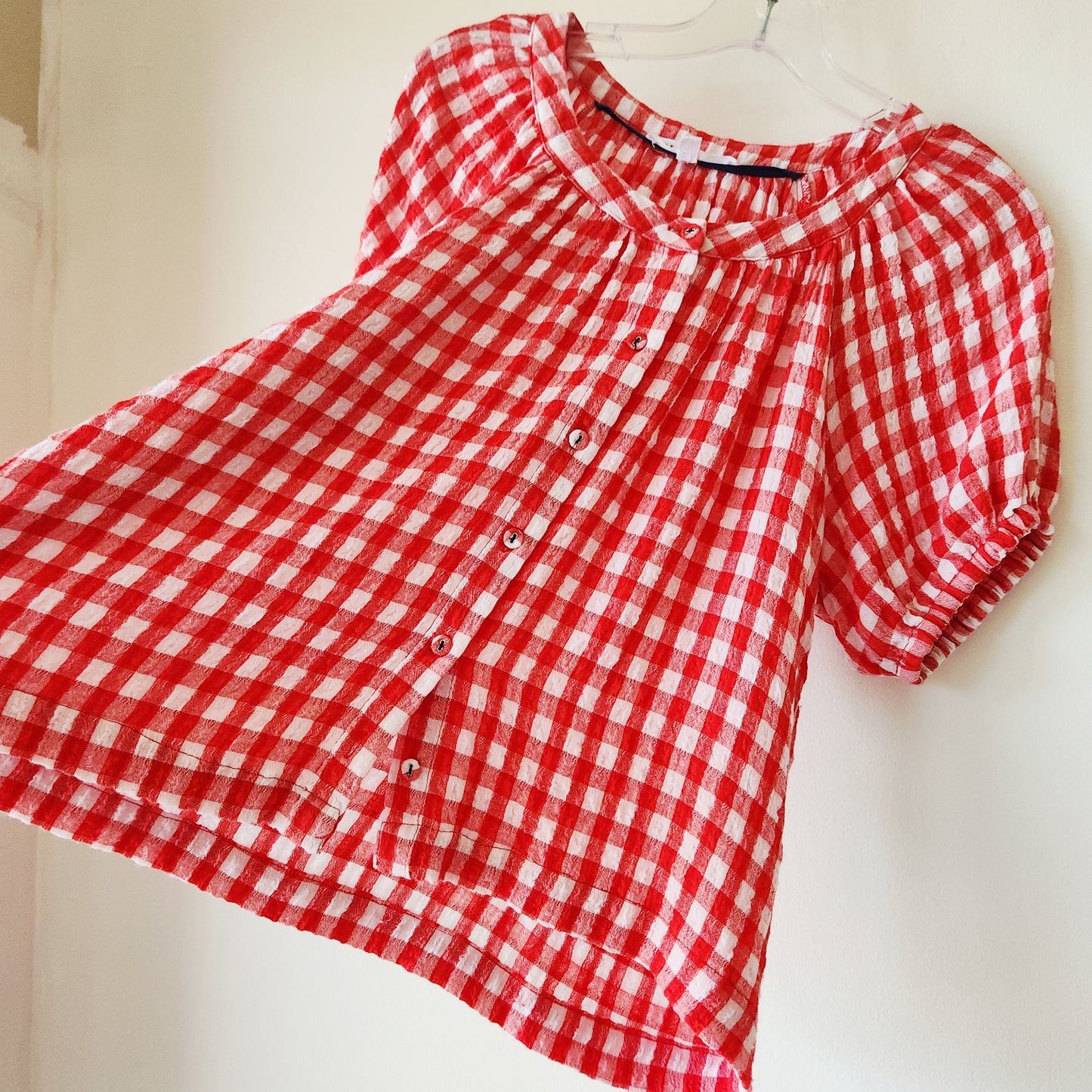 Jane + Delancey Gingham Puff Sleeve Top - XS