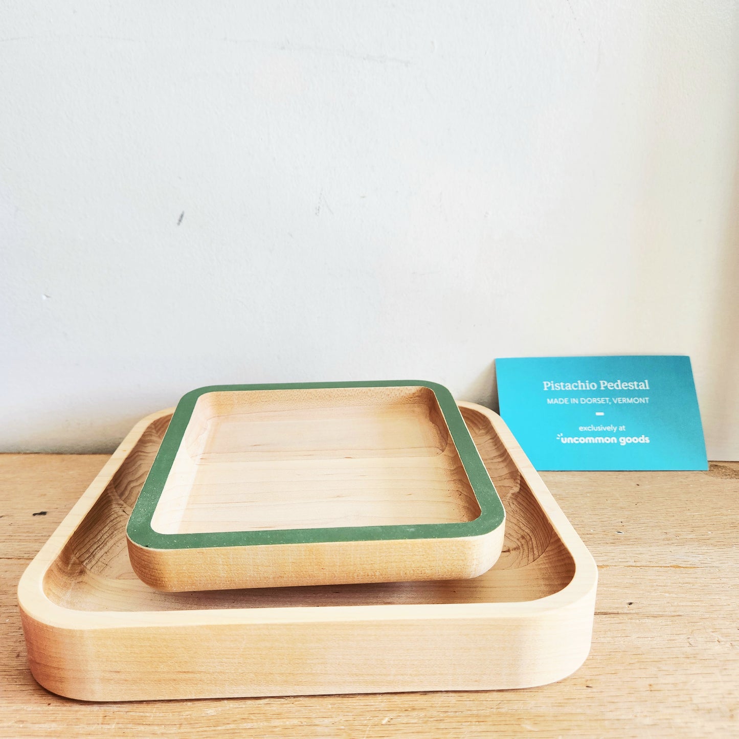 Uncommon Goods Wooden Pistacio Pedastle Serving Trays