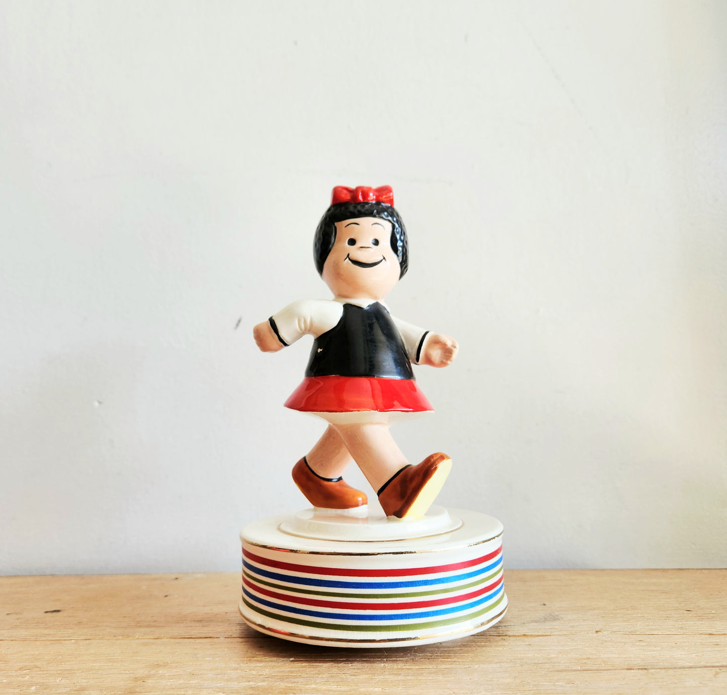 Vintage Little Lulu Ceramic Figurine Music Box
