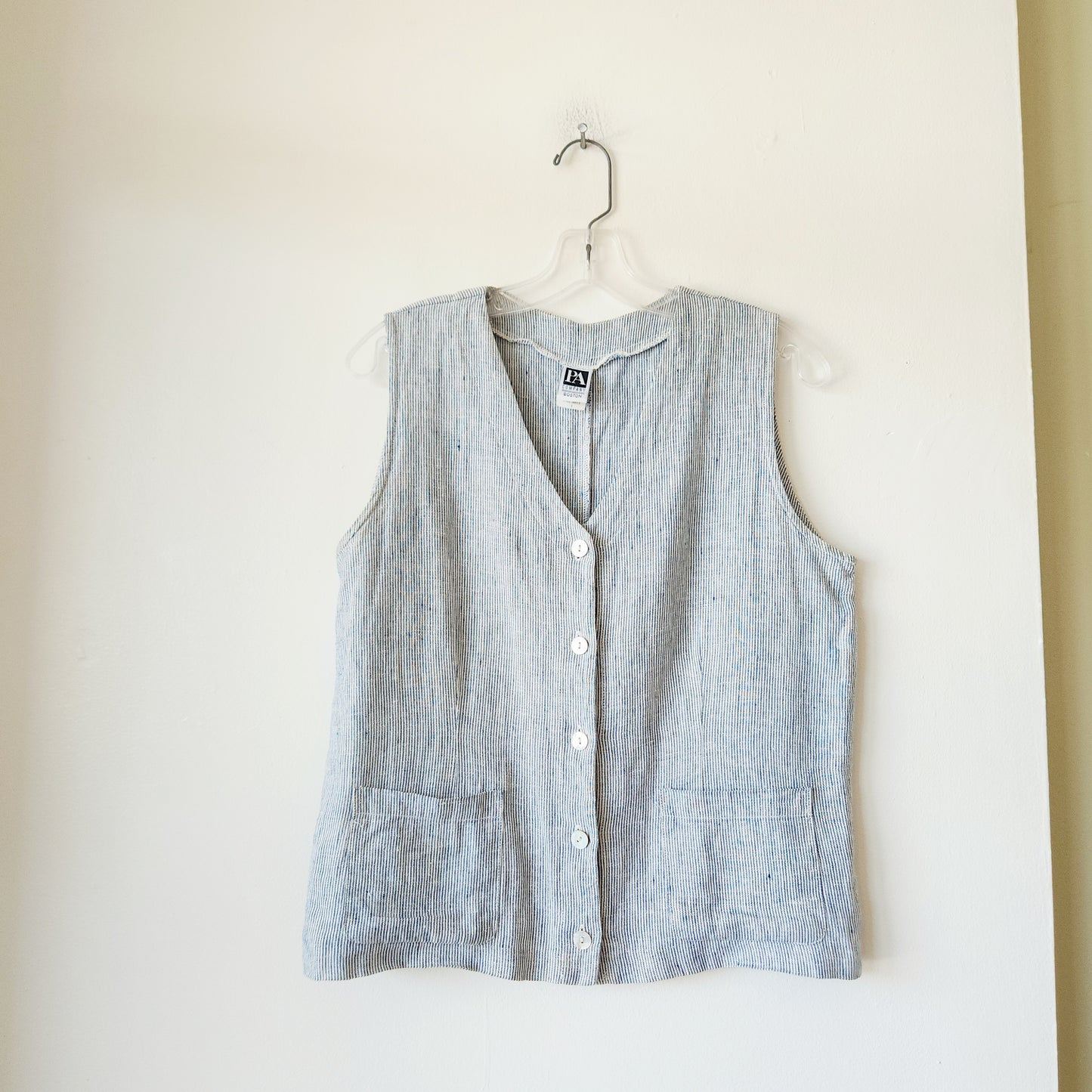 PA Company 100% Linen Vest with Buttons - S