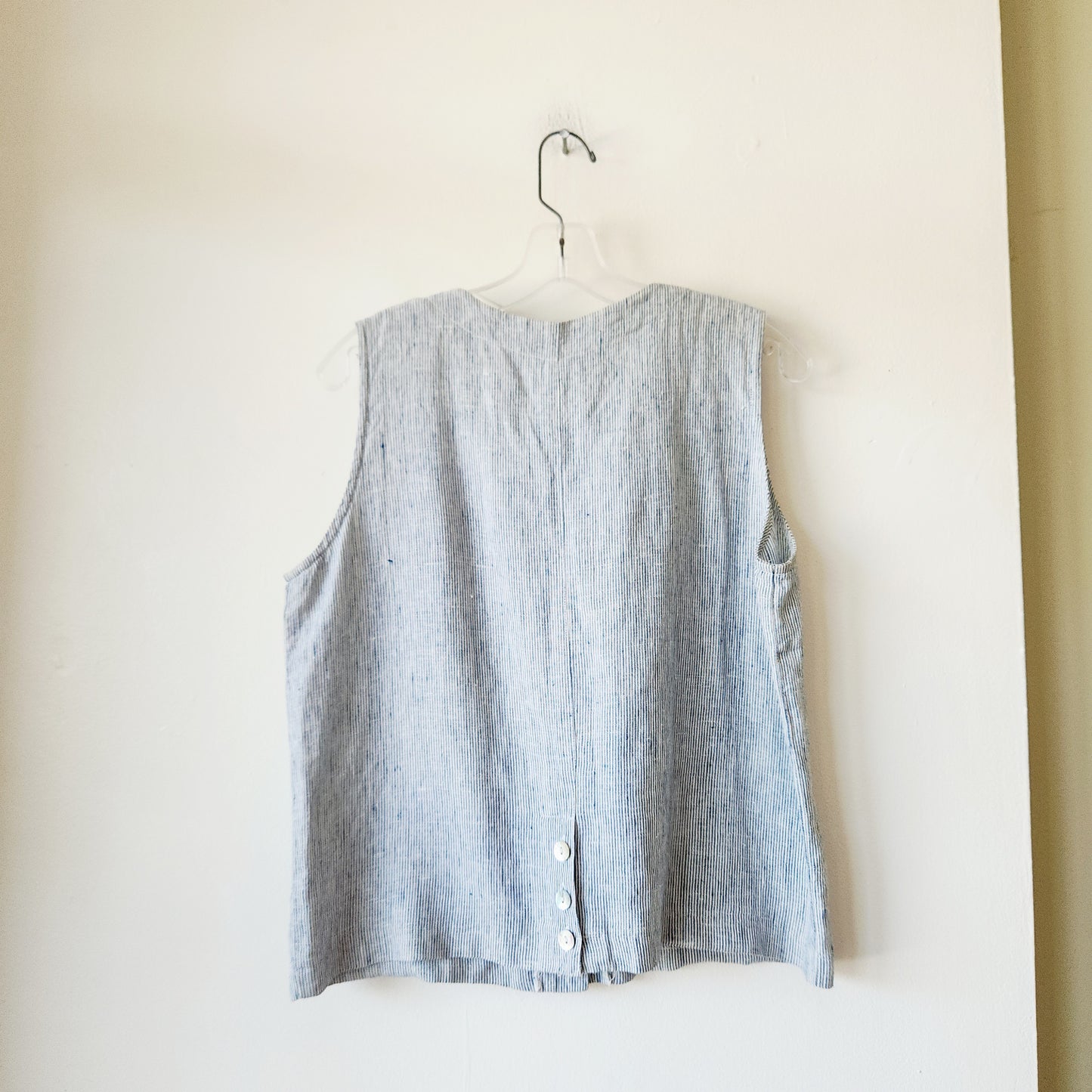 PA Company 100% Linen Vest with Buttons - S