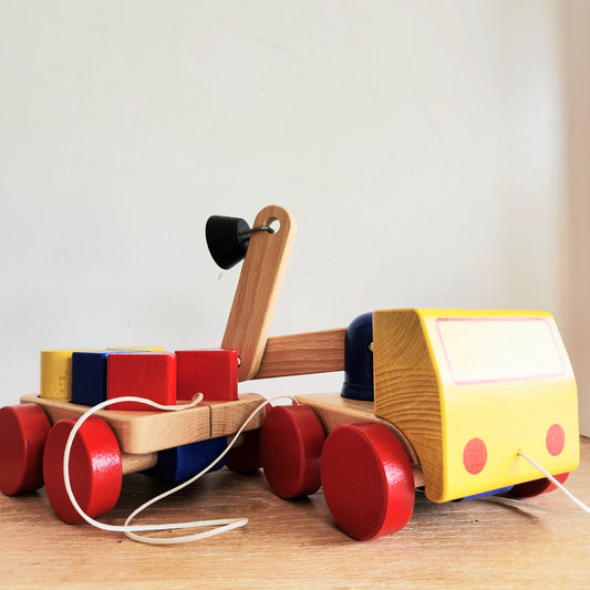 IKEA Pull Along Wood Truck Magnetic Crane Toy