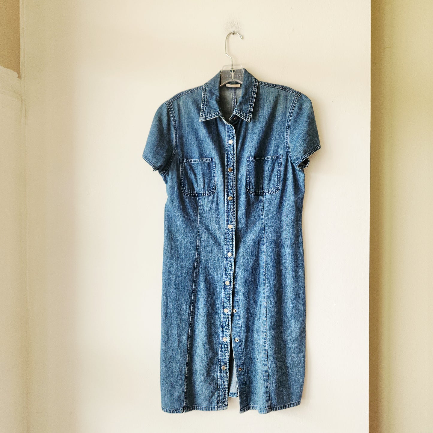 LL Bean 100% Cotton Denim Shirtdress - size 8
