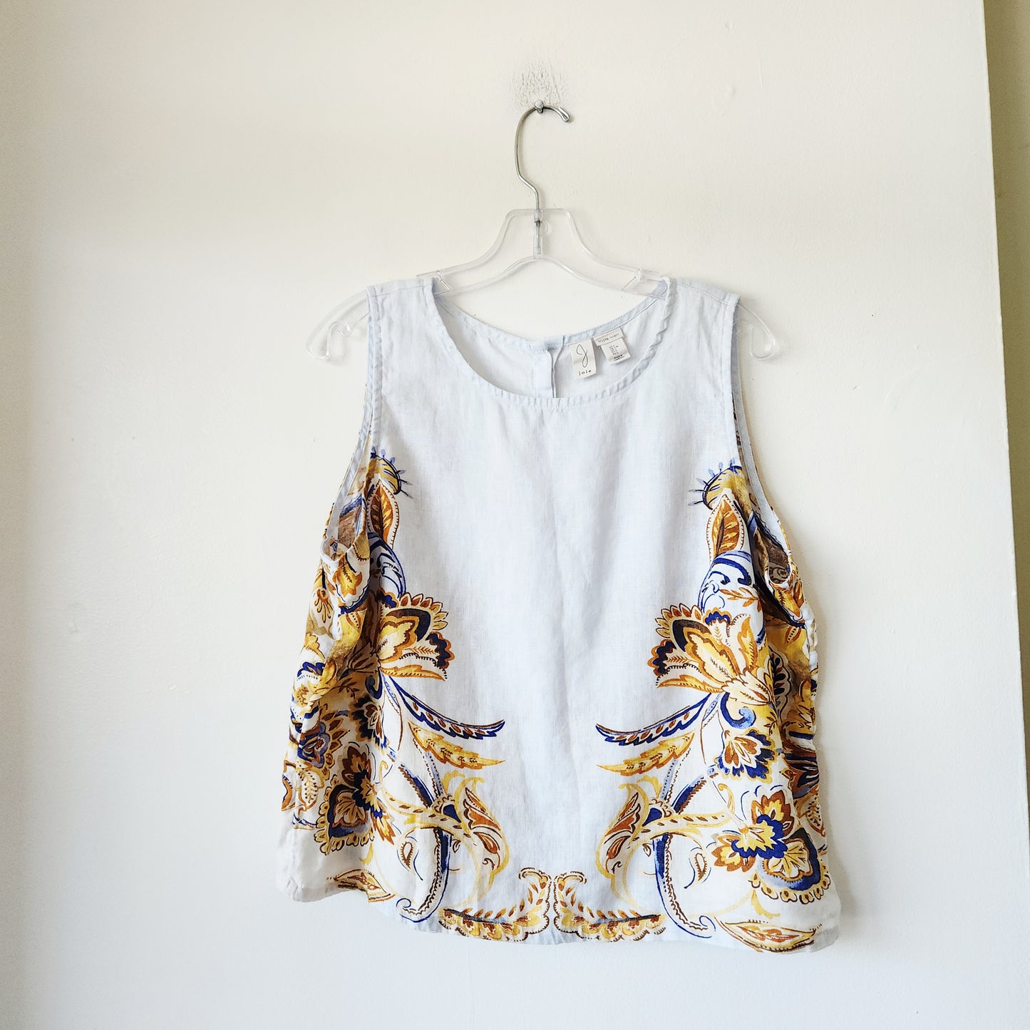Joie 100% Linen Crop Sleeveless Top with Back Buttons- L