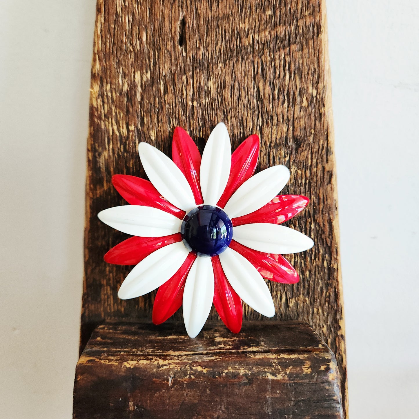 Vintage Oversized Enamel Flower Brooch