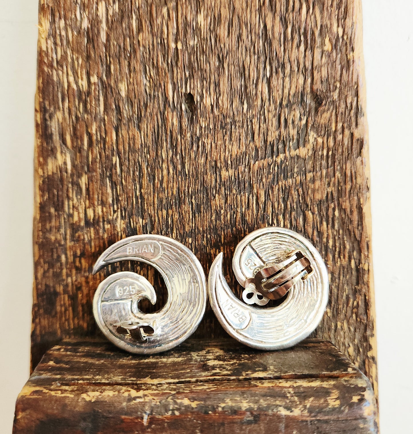 Sterling Silver Swirl Clip On Earrings