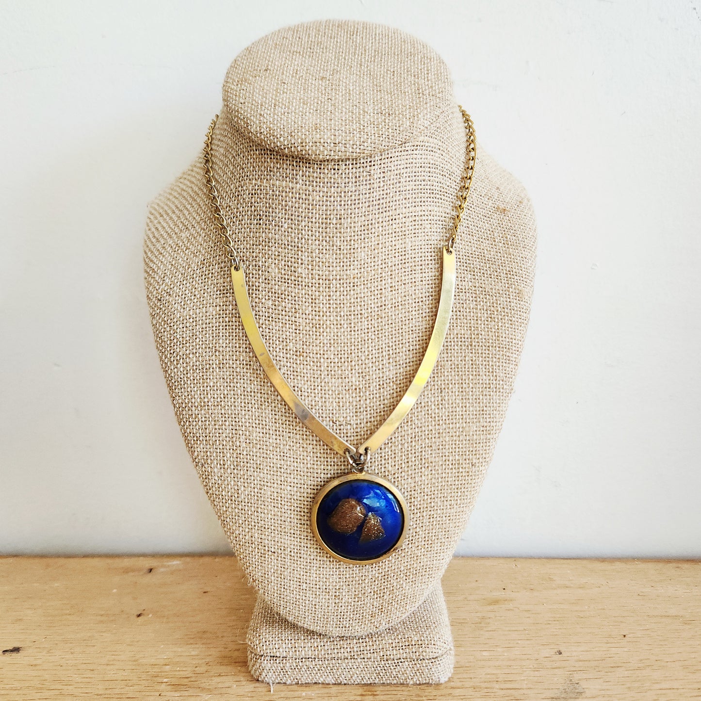 Vintage Necklace with Enamel Pendant