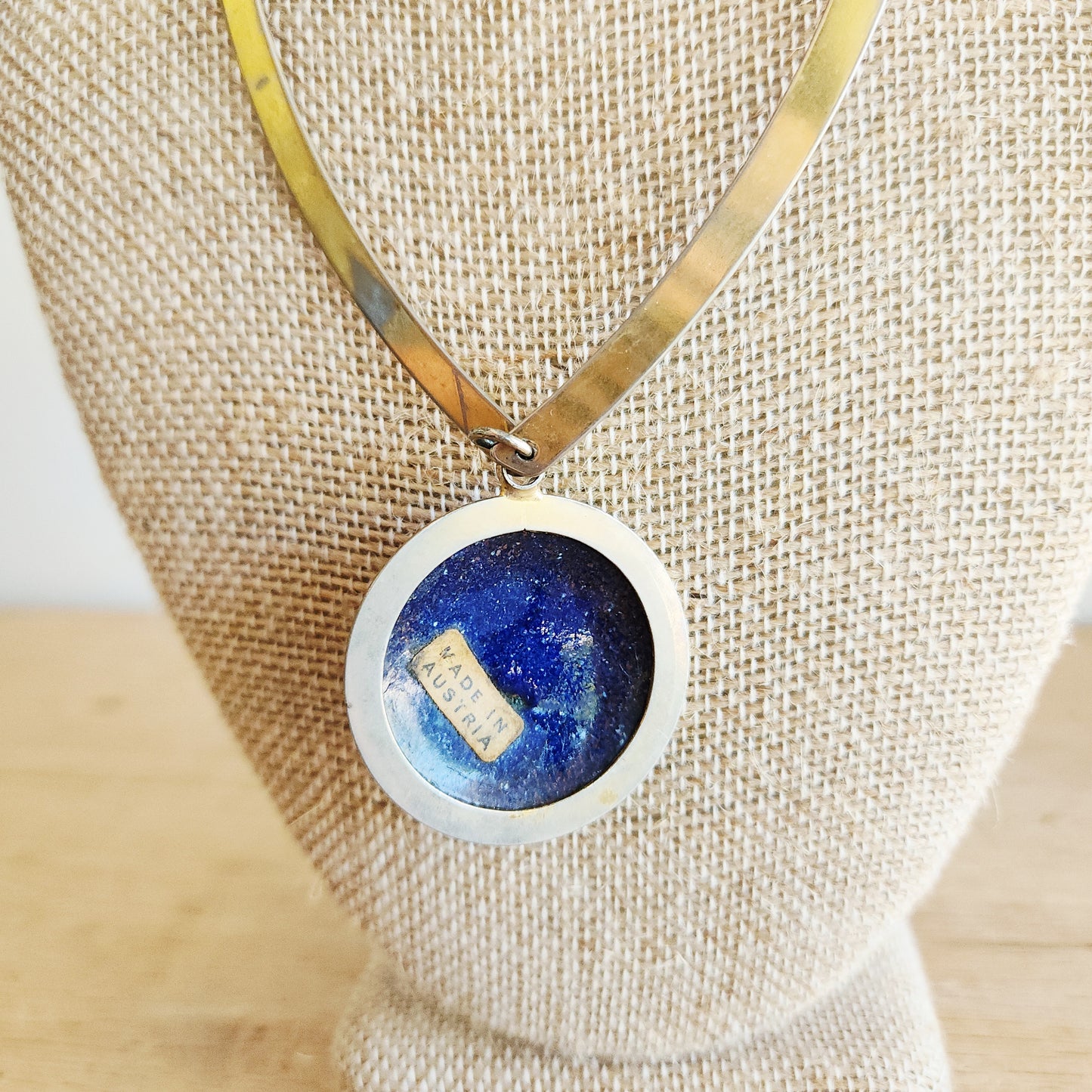 Vintage Necklace with Enamel Pendant
