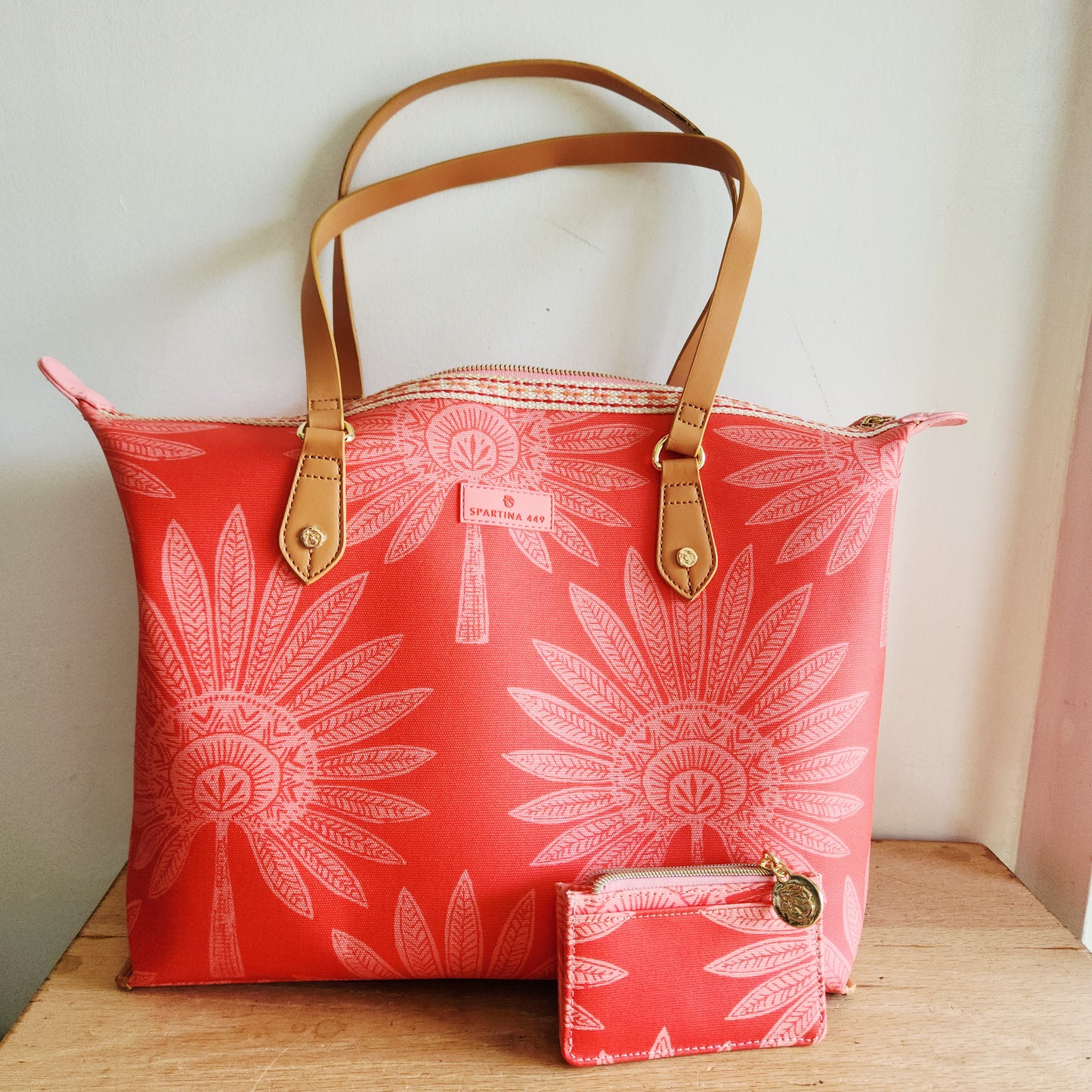 Spartina 449 Zip Top Travel Tote with Matching Change Purse - as is