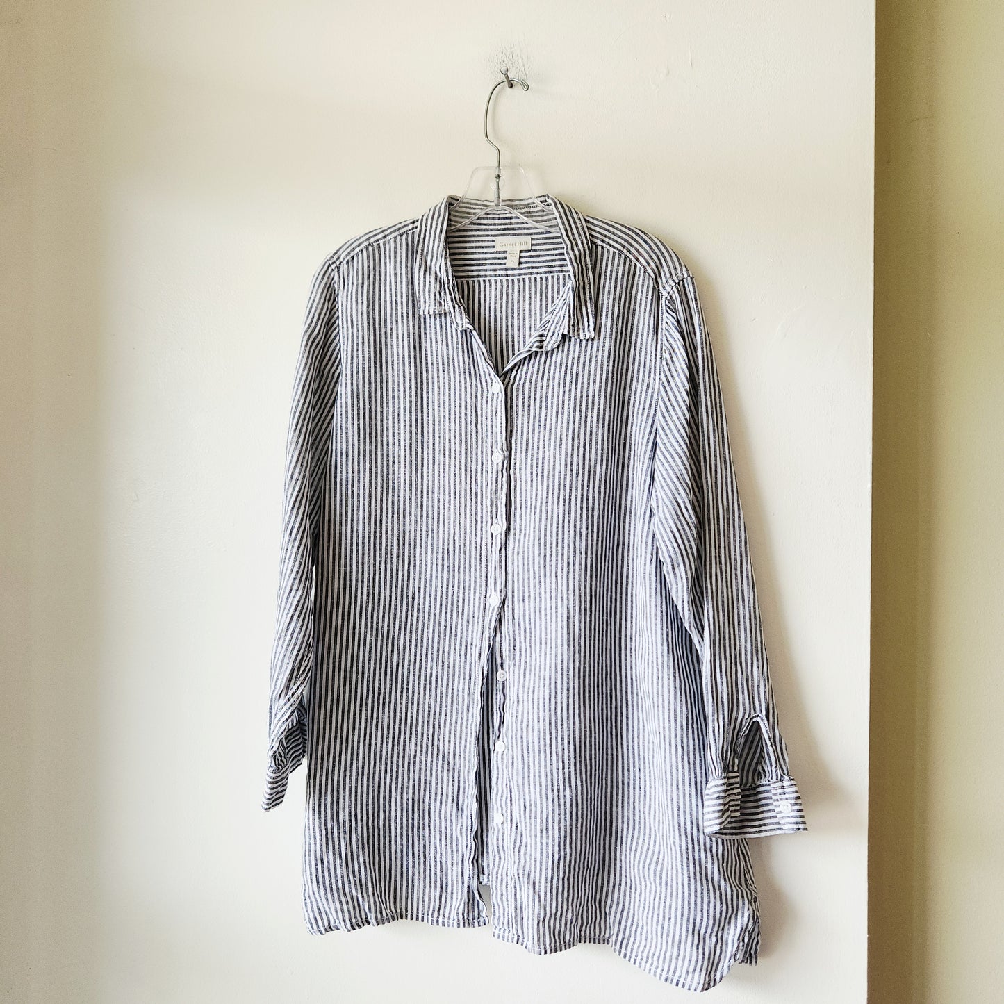 Garnet Hill Striped Button Up Shirt - Petite L