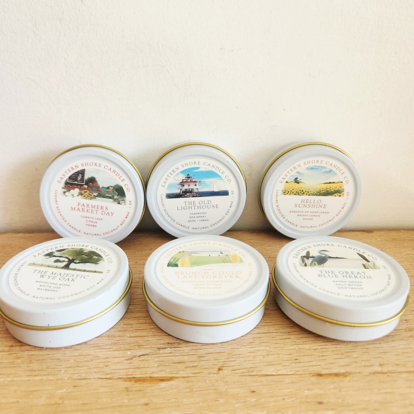 Eastern Shore Candle Co. Signature Scent Discovery Tin Candle Set Summer Scents (each 4 hours)