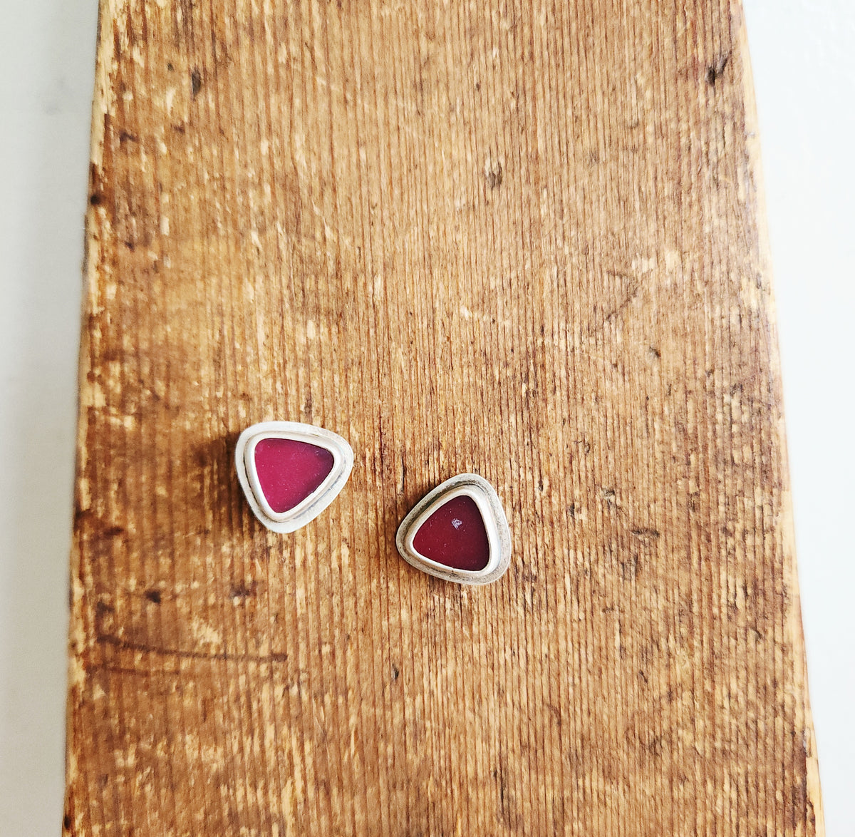 Sterling Silver Rounded Triangle Earrings - Signed
