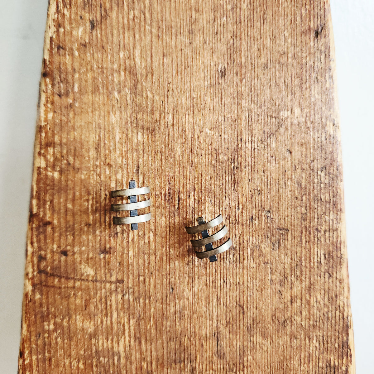 Silvertone Cage Stud Earrings