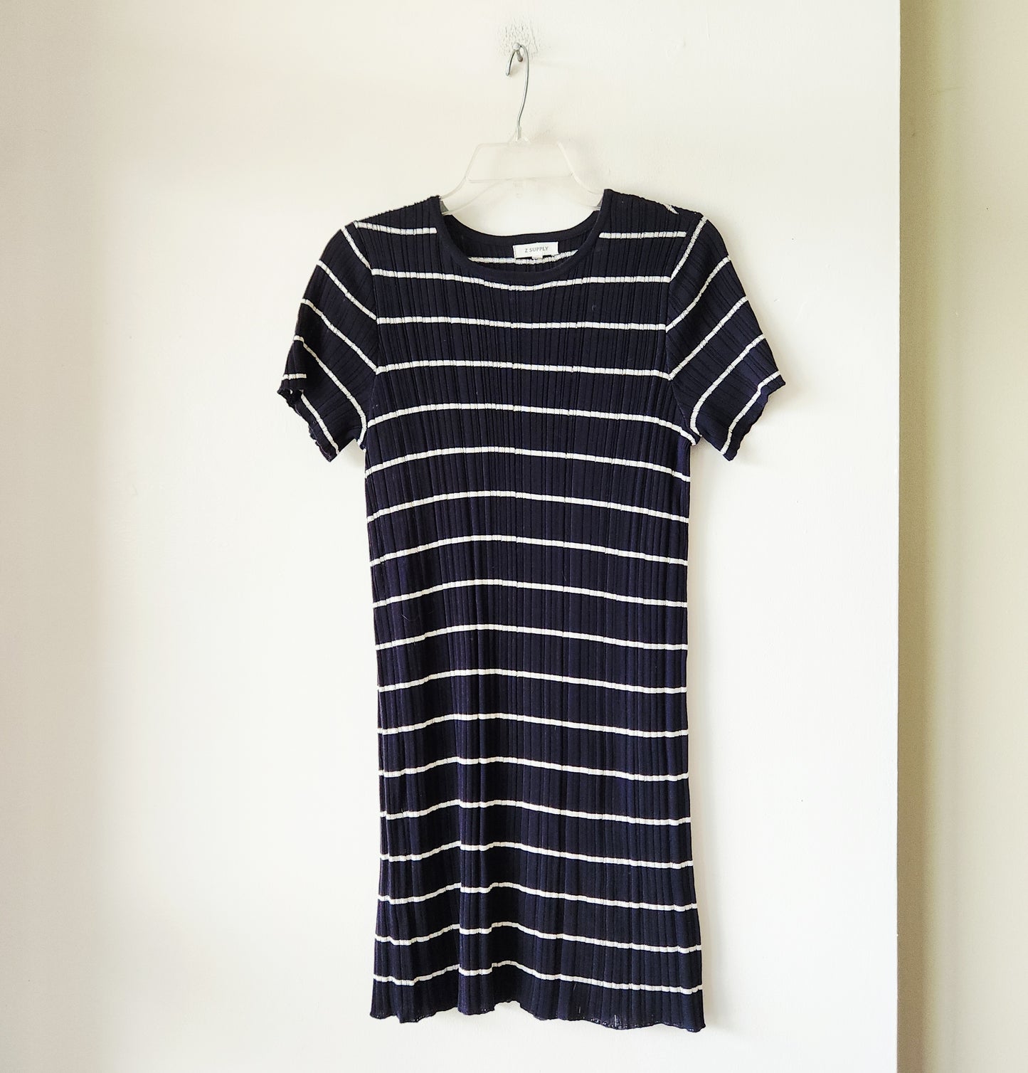 Z Supply Navy & White Fine Knit Striped Dress - S