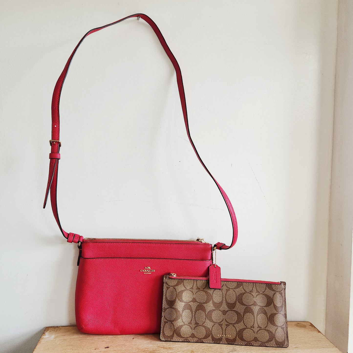 Coach Crossbody Purse with Signature Logo Accent Pouch