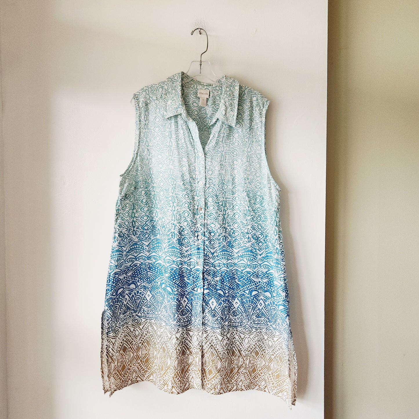 Chico's 100% Linen Tunic with Buttons - size XL