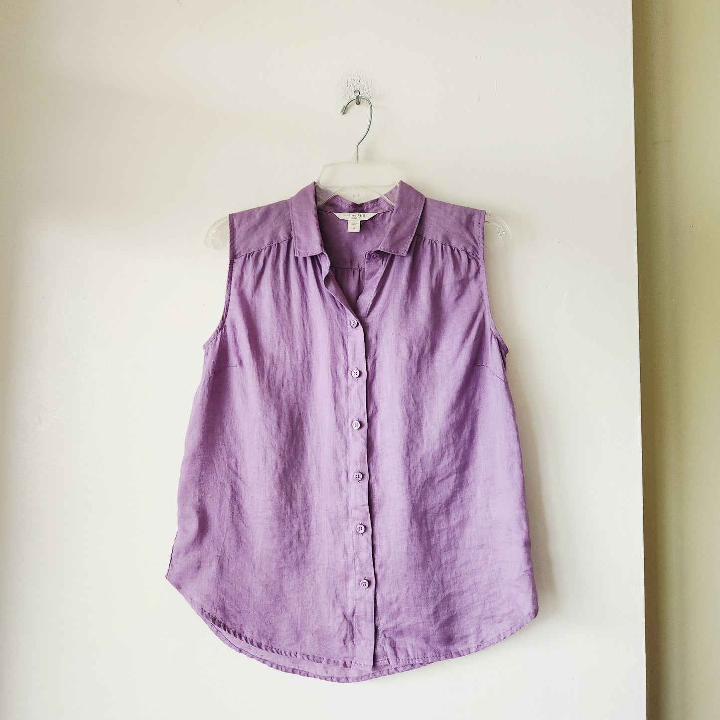 Garnet Hill Linen Lavender Sleeveless Shirt - XS