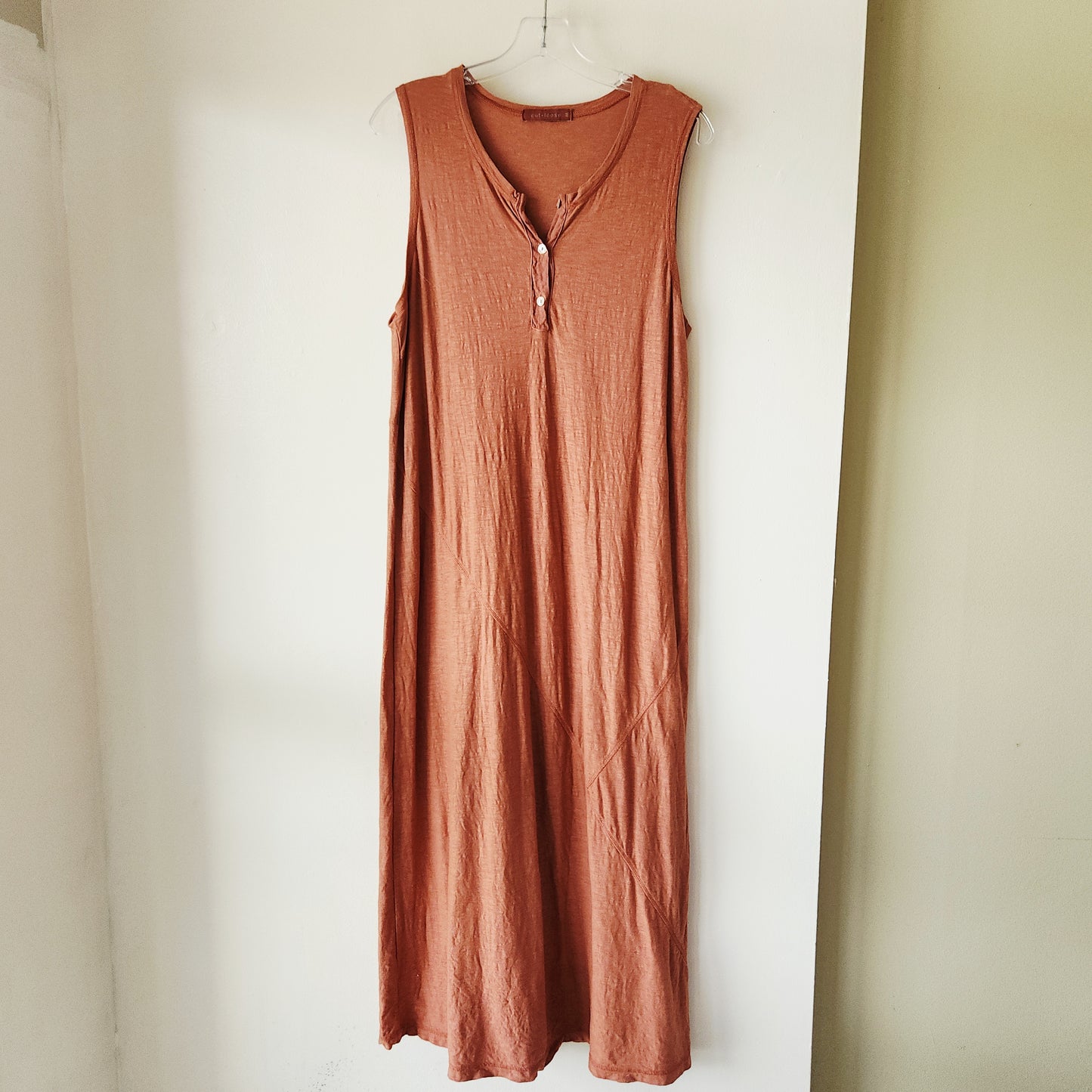 Cutloose Linen & Cotton Jersey Henley Maxi Dress - M