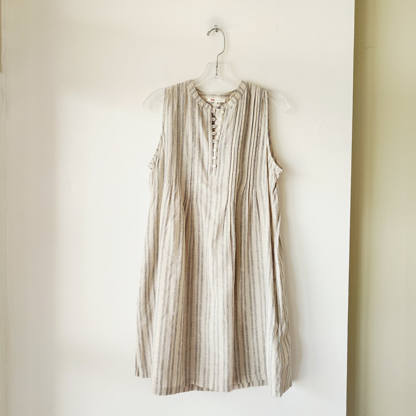 Levi's Cotton & Linen Sleeveless Dress with Pintucks - S