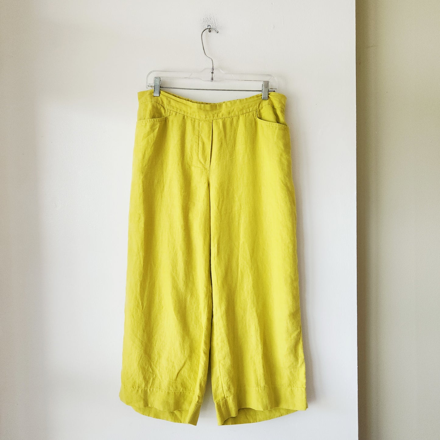 J Jill Love Linen 100% Linen Chartreuse Pants - M Petite
