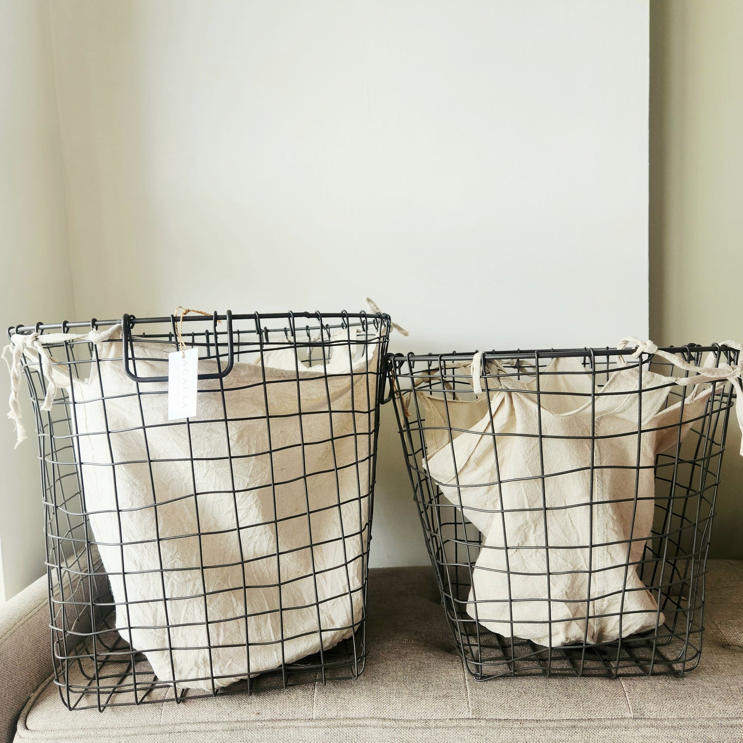 Acacia Wire Baskets larger size) 16" x 23"Set of 2
