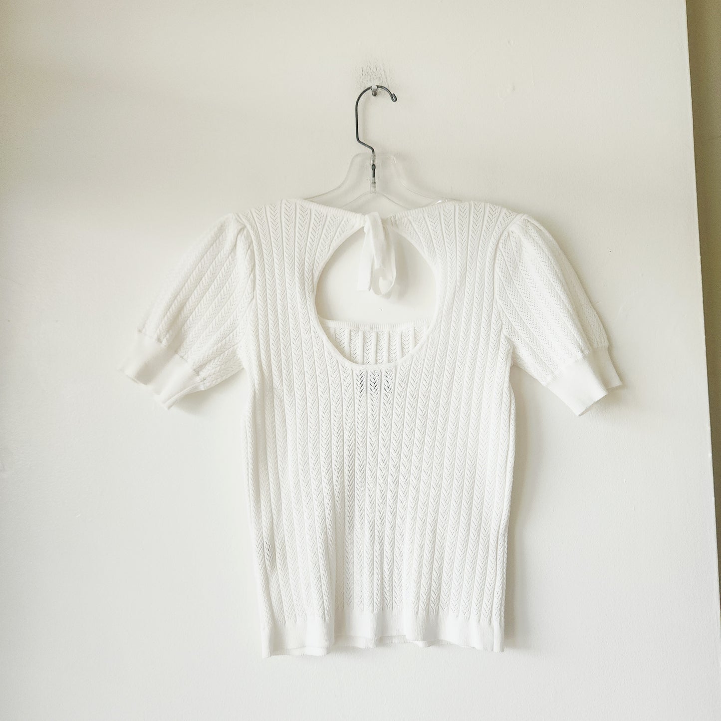 FRNCH 100% Cotton Puff Sleeve Top with Tie Detail - S