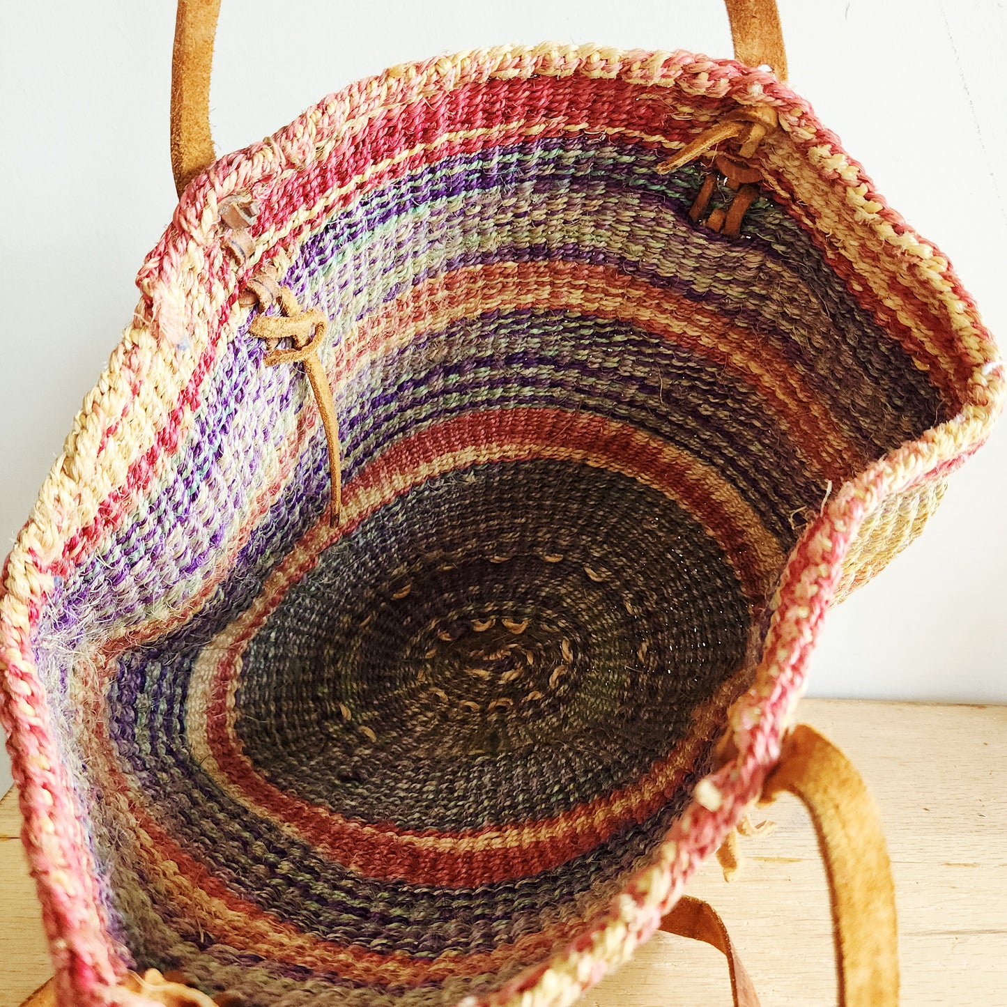 Vintage Woven Bag with Leather Straps