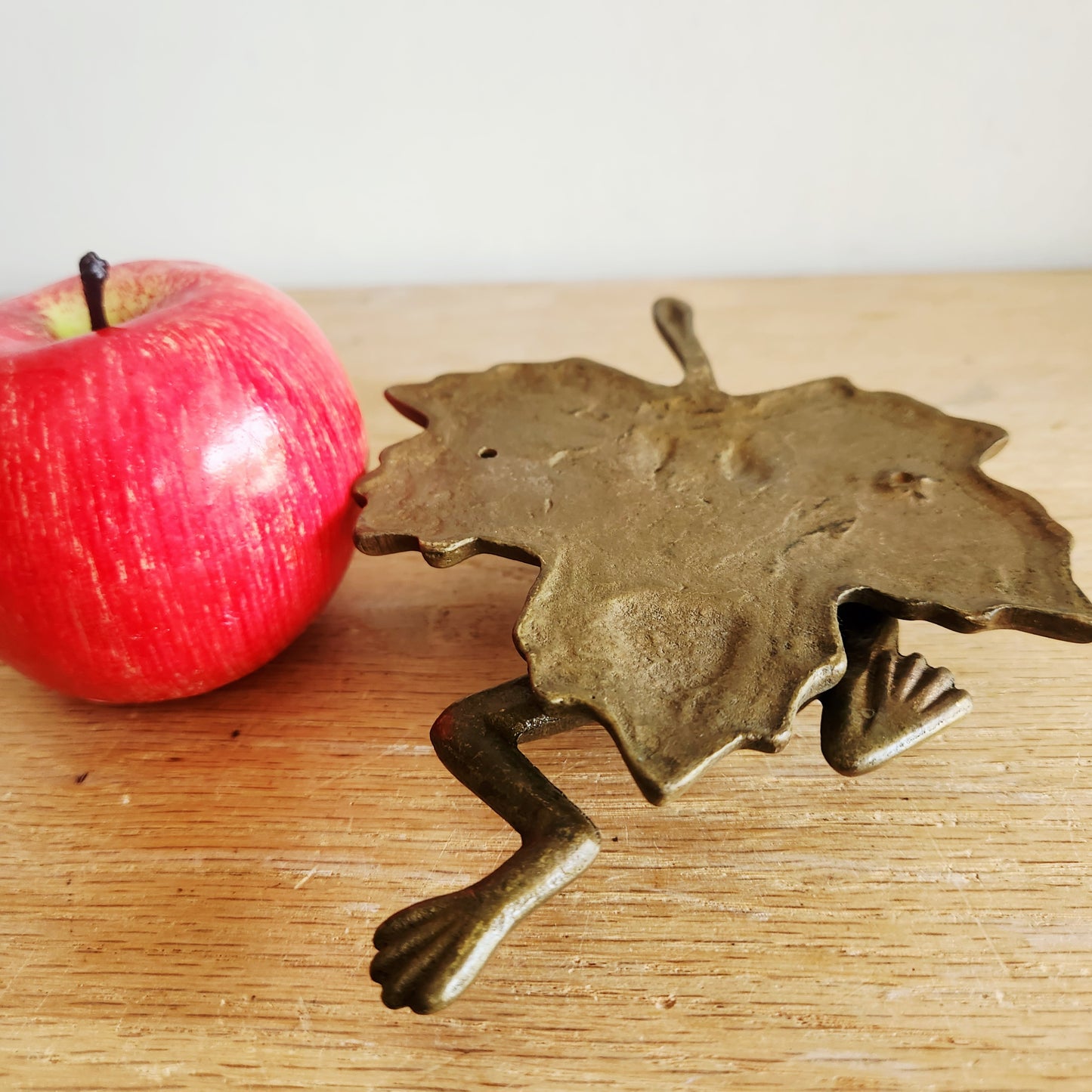 Brass Frog on Maple Leaf Door Knocker