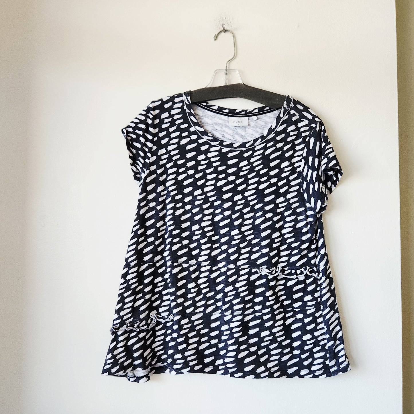 Foil 100% Cotton Top with Subtle Peplum & Ruffles - S