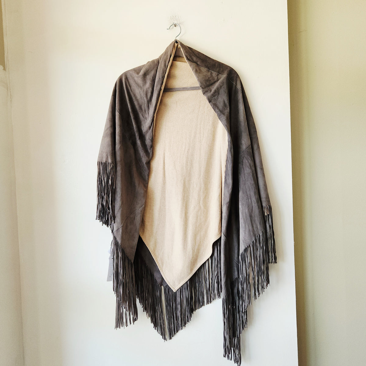 Agnona Suede & Cashmere Shawl with Fringe