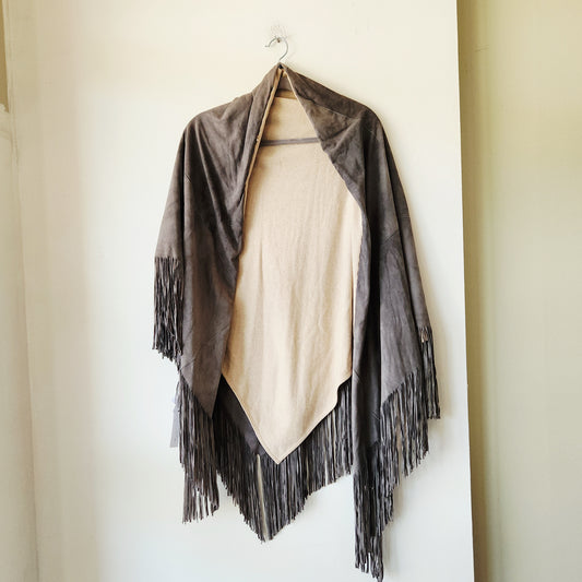 Agnona Suede & Cashmere Shawl with Fringe