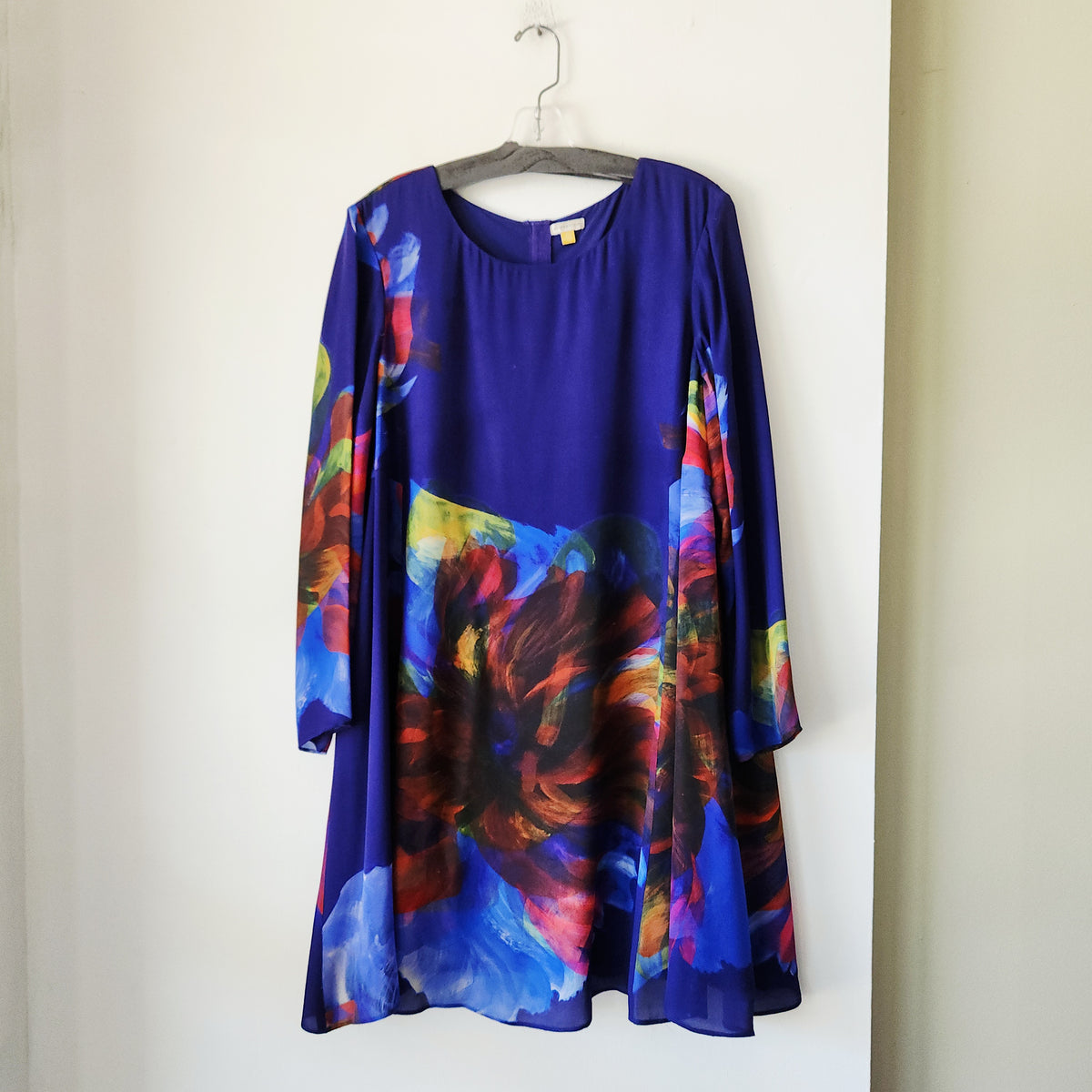 Leifsdottir 100% Silk Abstract Print Swing Dress - XL