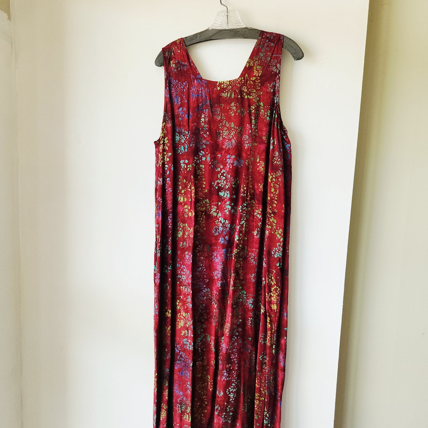 Very Vineyard Batik Sleeveless Dress with Buttons - L