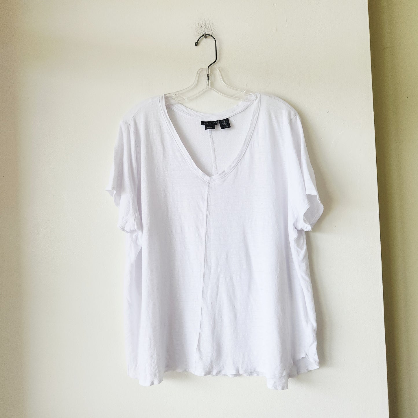 Tahari 100% Linen Loose Fit Tee - 2X