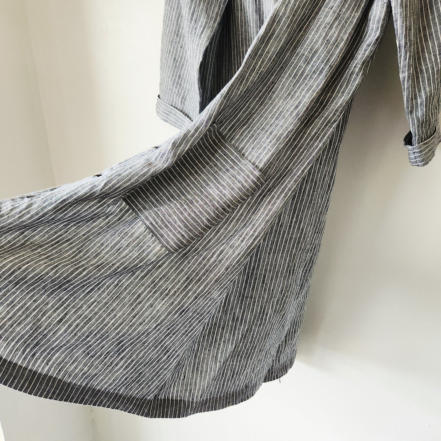 J Jill LoveLinen Striped Tunic Shirt with Pockets - L Tall
